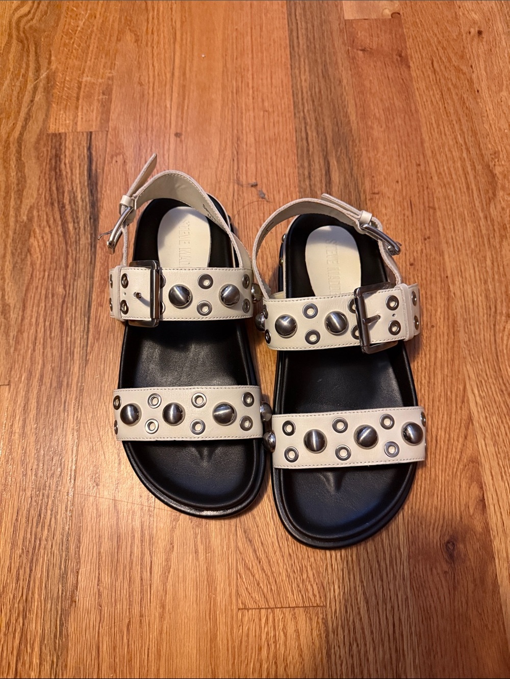 Steve Madden White Studded Leather Sandals NWOT